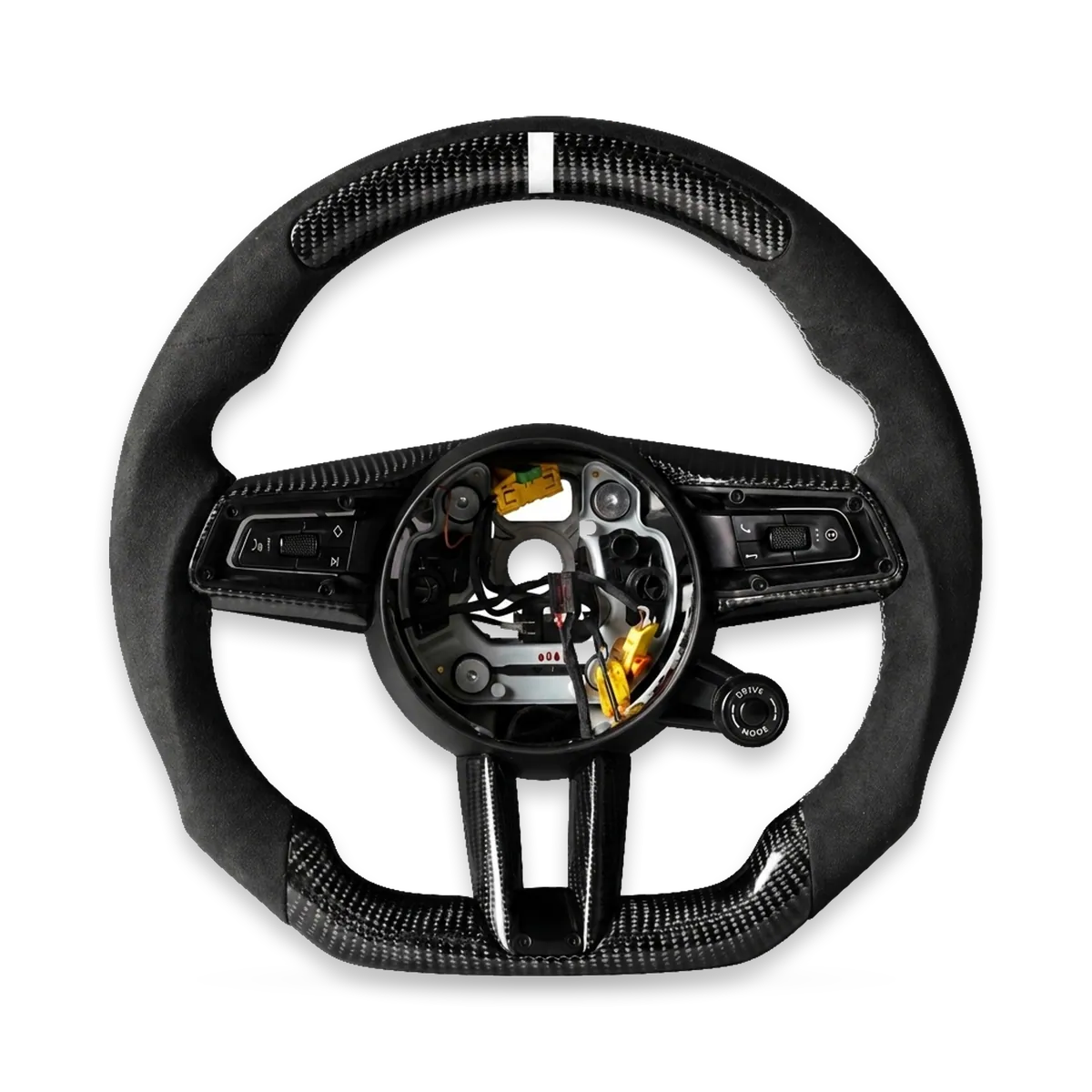 Kierownica carbon z alcantarą, białe akcenty – Porsche 911 (992) GT3 / GT3 RS / Turbo S