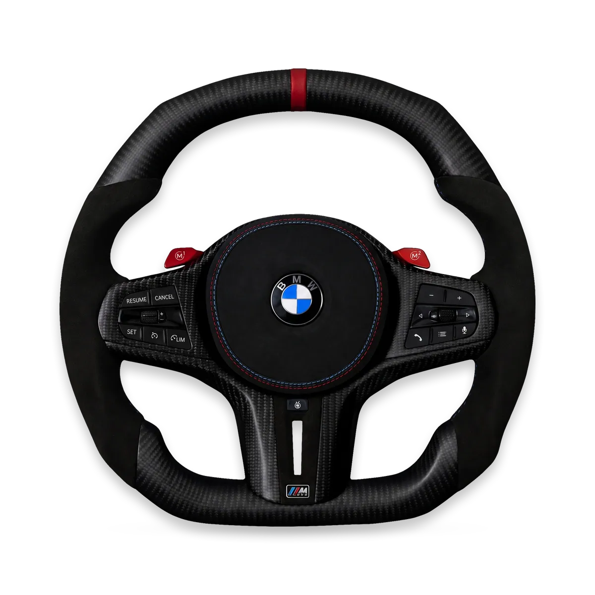 Kierownica czarno-czerwona, carbon mat z alcantarą – BMW G/F (G80/G82/G87 i inne)