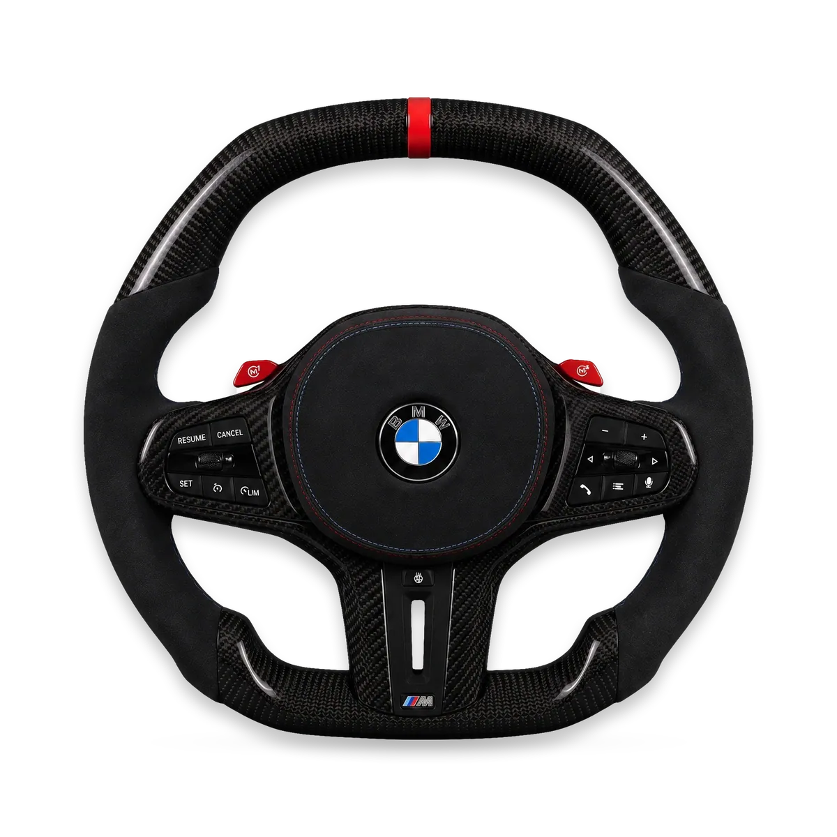 Kierownica czarno-czerwona, carbon połysk z alcantarą – BMW M5/M8/X5/X6 (F90)