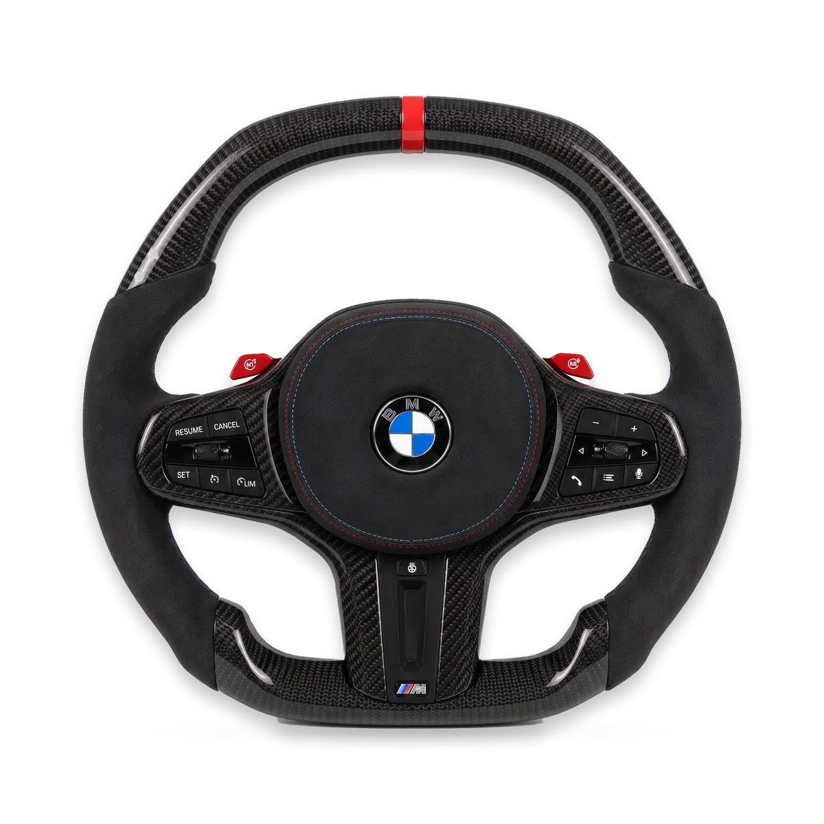 Kierownica czarno-czerwona, carbon połysk z alcantarą – BMW G/F (G80/G82/G87 i inne)