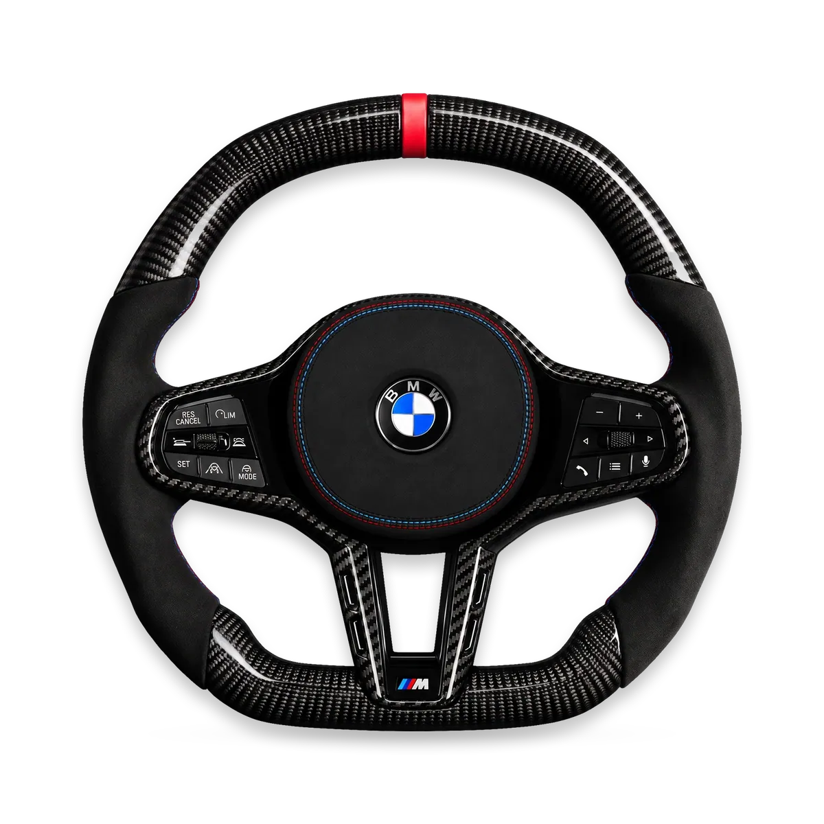 Kierownica LCI carbon połysk z alcantarą, czerwony pas – BMW G/F (G80/G82/G87 i inne)
